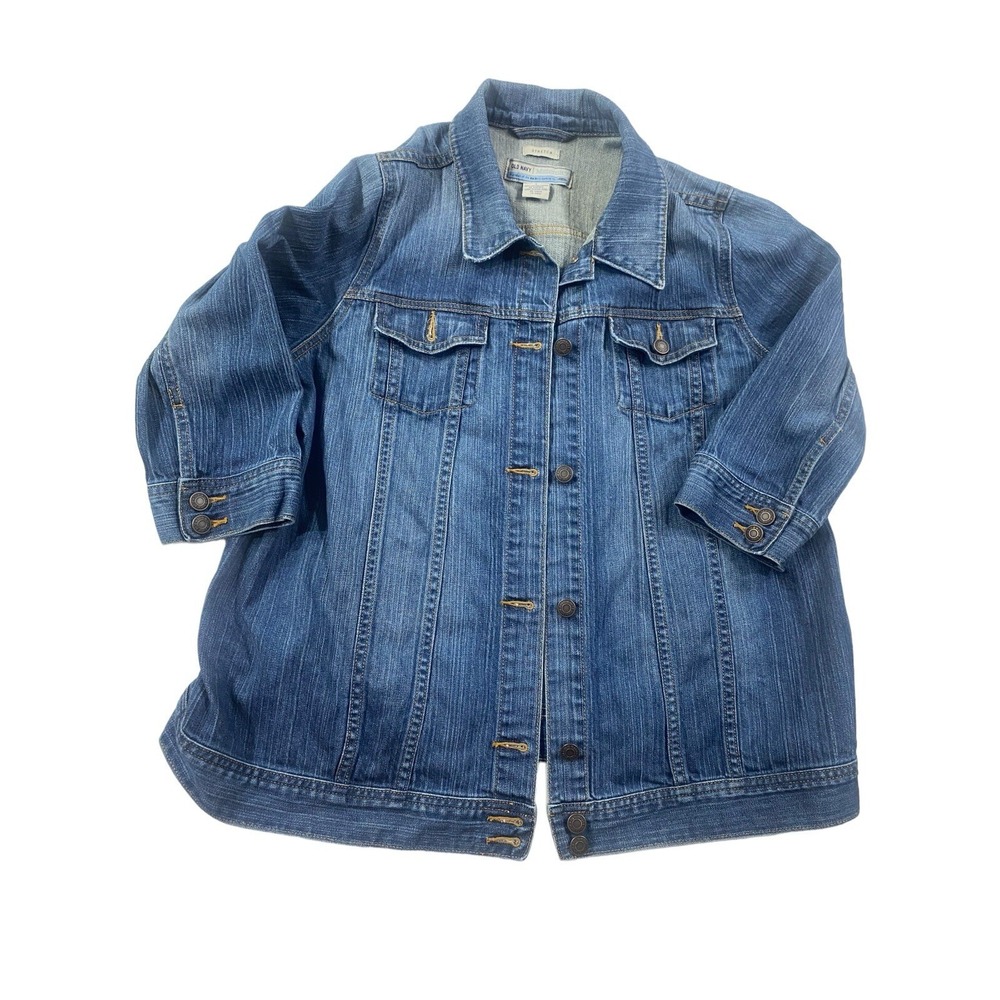 Old Navy Denim‎ Maternity Jean Jacket Size Large Y2K Blue Stretch